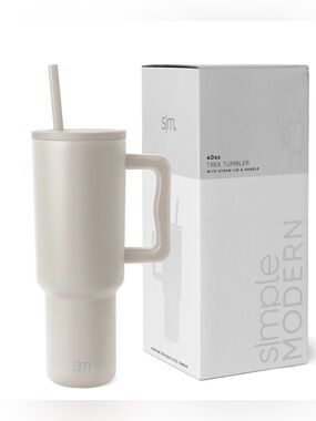 40oz Trek Tumbler with Handle and Straw - Cream